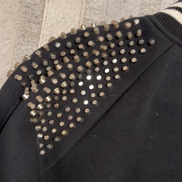 PINK Black Letterman Jacket w/Nailheads - Picture 5 of 6
